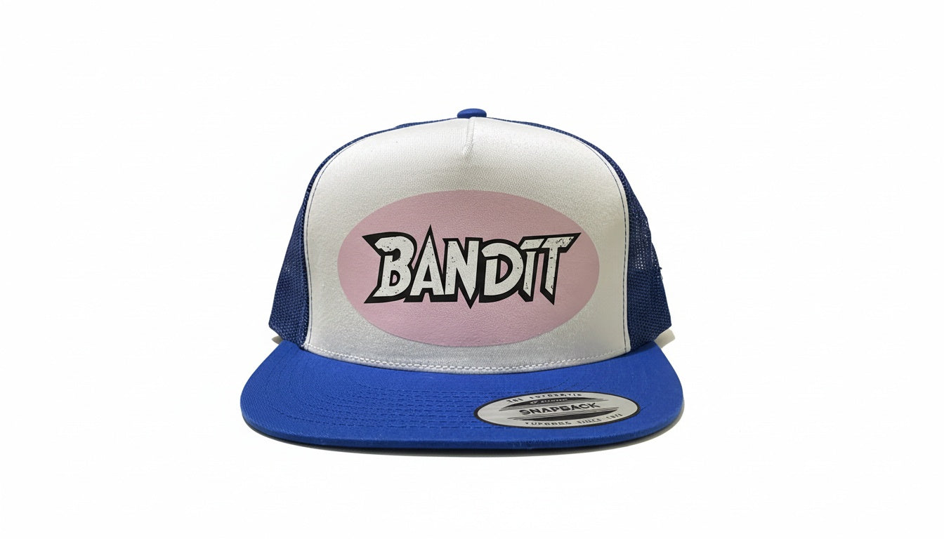 blue and pink crosses hat